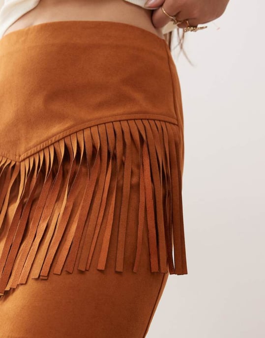 Miss Selfridge festival suedette minikjol i tan - Image 2