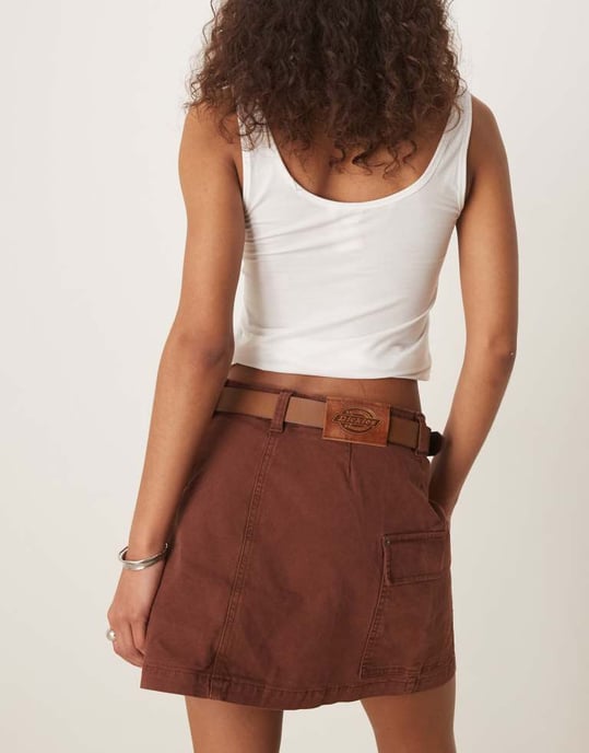 Dickies River Ranch västern mini kjol i cappuccino brunt - Image 4