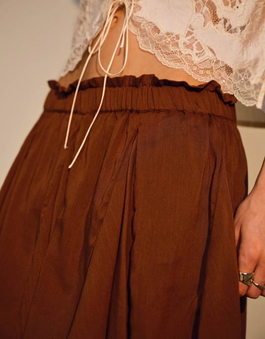 Topshop bomulls flippig minikjol med godet i brunt - Image 2