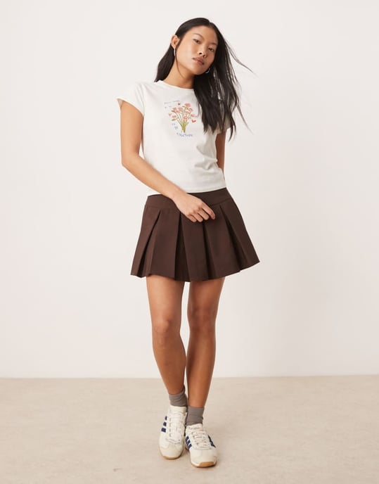 Miss Selfridge Petitrutig minikjol i choklad - Image 3