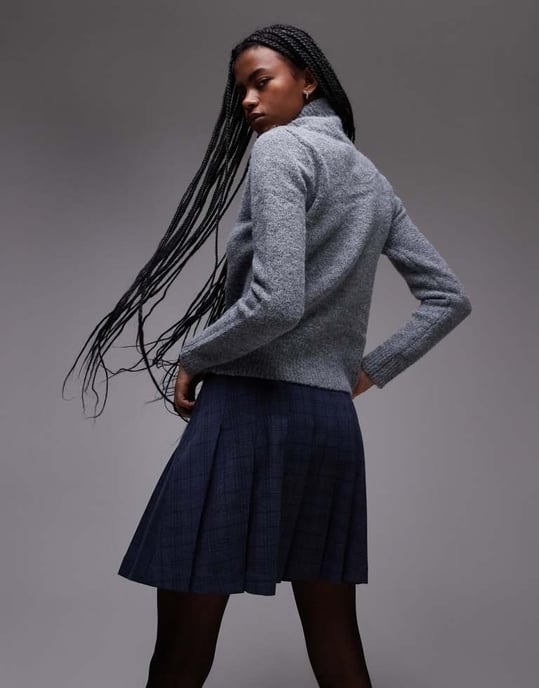 Topshop låg midja plisserad mini kjol i rutmönster - Image 4