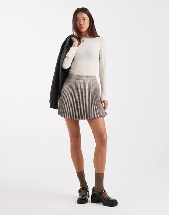 ASOS DESIGN plisserad minikjol i rutigt - Image 1