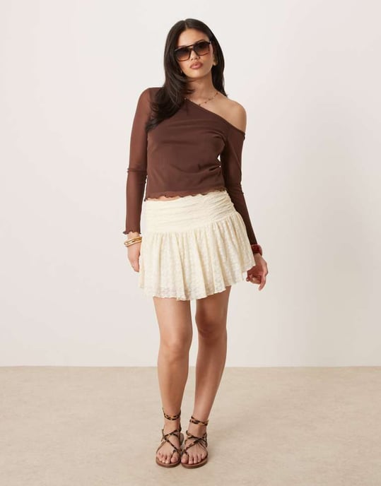 Gina Tricot mini spetskjol i smörgul - Image 2
