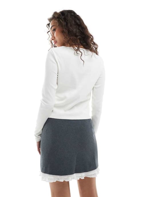 Miss Selfridge skräddarsydd dubbel lager kjol i grått - Image 3