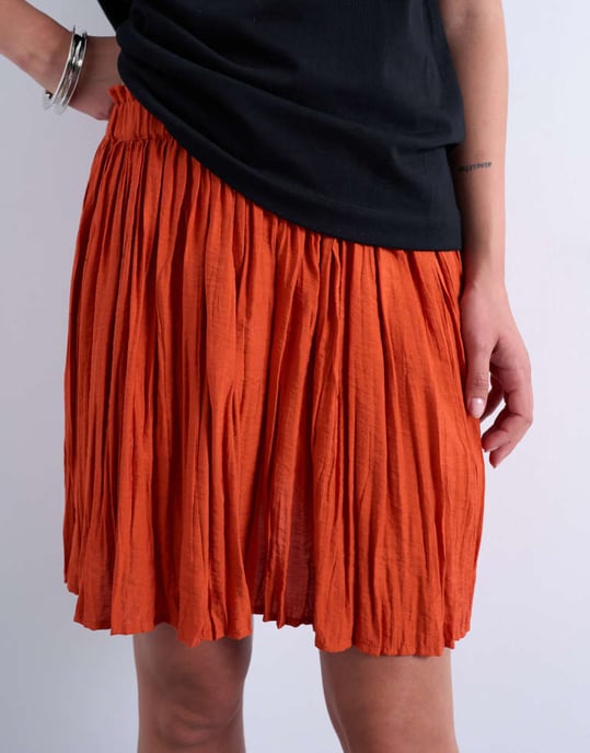 Topshop fladdrig krinklad mini kjol i djup orange - Image 3