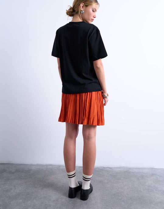 Topshop fladdrig krinklad mini kjol i djup orange - Image 4