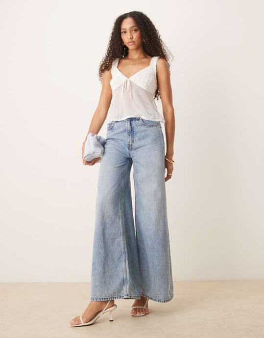 ASOS DESIGN mesh linne med rosett detaljer i elfenben - Image 2