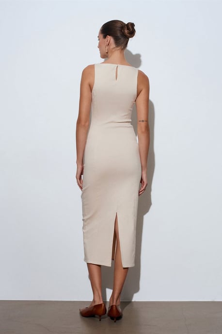 Sleeveless Midi Bodycon Dress With Slit - Image 2