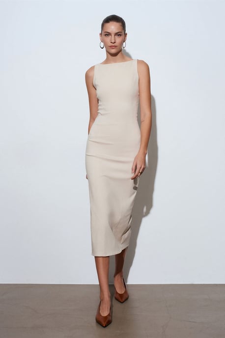 Sleeveless Midi Bodycon Dress With Slit - Image 4
