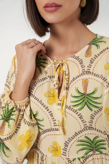 Tropical Printed Maxi Dress with Button Closure - Image 5