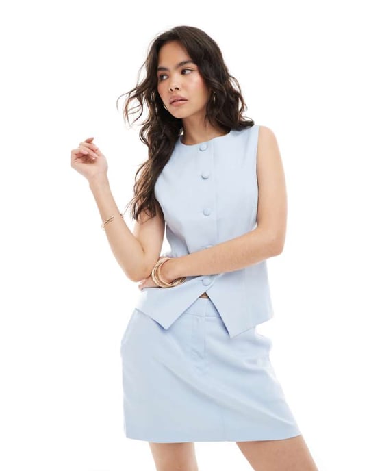 Miss Selfridge koordinerad skräddarsydd väst i blått - Image 1