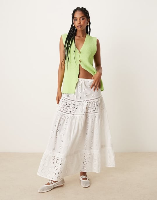 ASOS DESIGN slubstickad avslappnad passform väst i limegrön - Image 3