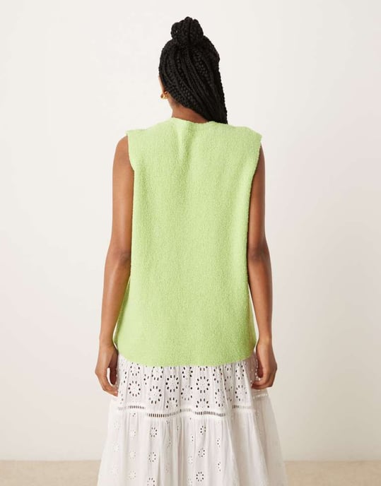 ASOS DESIGN slubstickad avslappnad passform väst i limegrön - Image 4