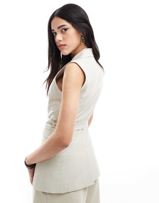 Miss Selfridge koordinerad skräddarsydd väst i sten - Image 4