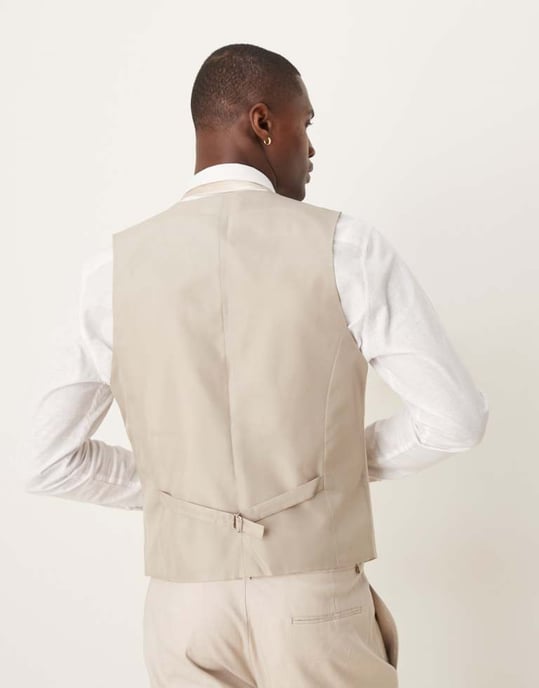 ASOS DESIGN slim linnekavaj i stenfärgad - Image 4