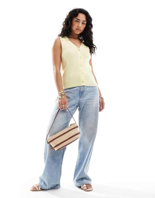 ASOS DESIGN ribbad kofta i smörmjölk - Image 2