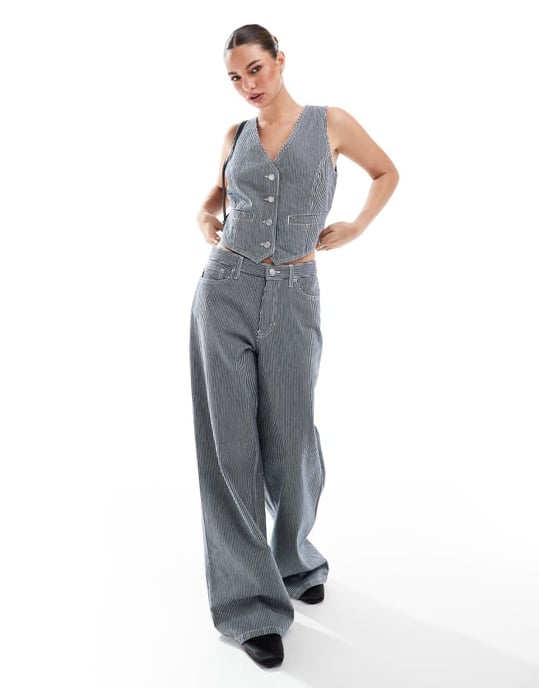 Fransk Anslutning Everett denim väst co-ord i indigo rand - Image 2