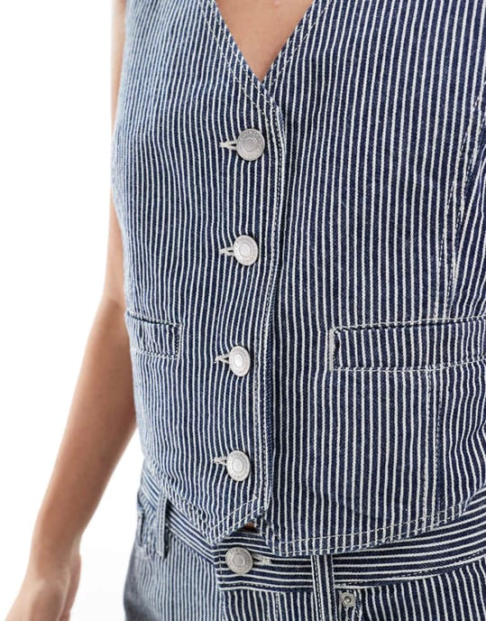 Fransk Anslutning Everett denim väst co-ord i indigo rand - Image 4