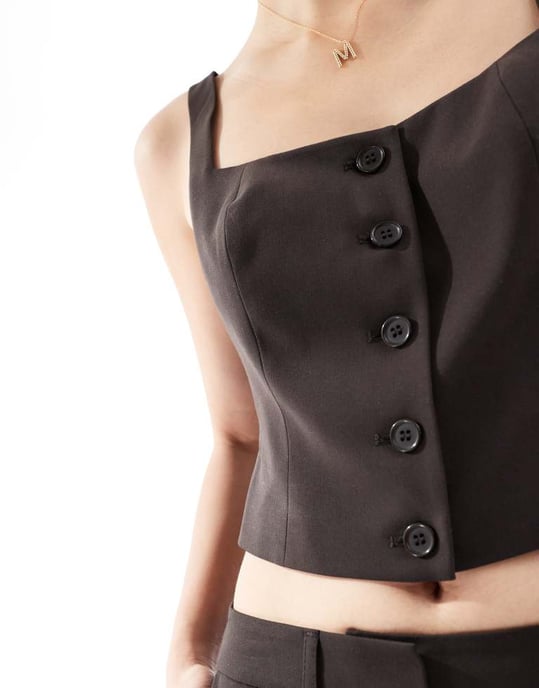 ASOS DESIGN skräddarsydd väst med fyrkantig halsringning i chokladfärg - Image 3