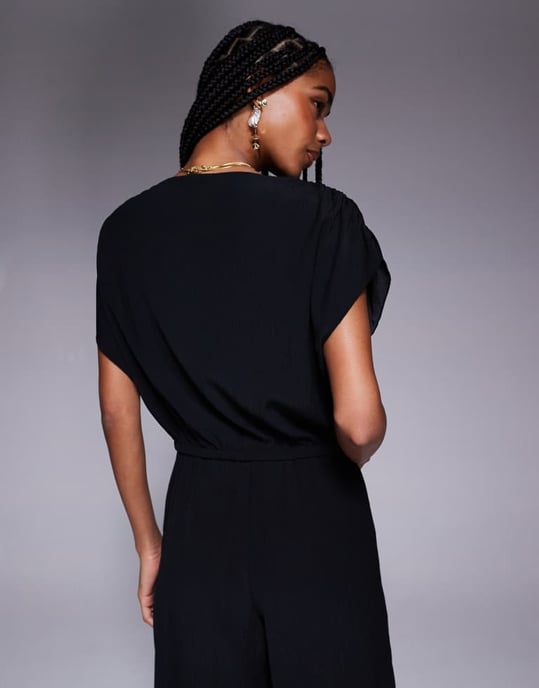ASOS DESIGN skräddarsydd höghalsad texturerad koordtop i svart - Image 3