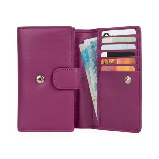 Women’s Genuine Leather RFID Purse Wallet in Fuchsia - Image 6