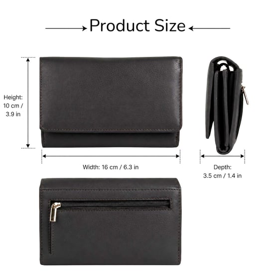 Women’s Genuine Leather RFID Purse Wallet in Brown - Image 3