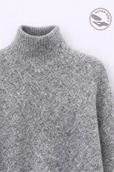 Oversized Ribbed Turtleneck Sweater - Image 2