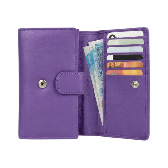 Women’s Genuine Leather RFID Purse Wallet in Purple - Image 6