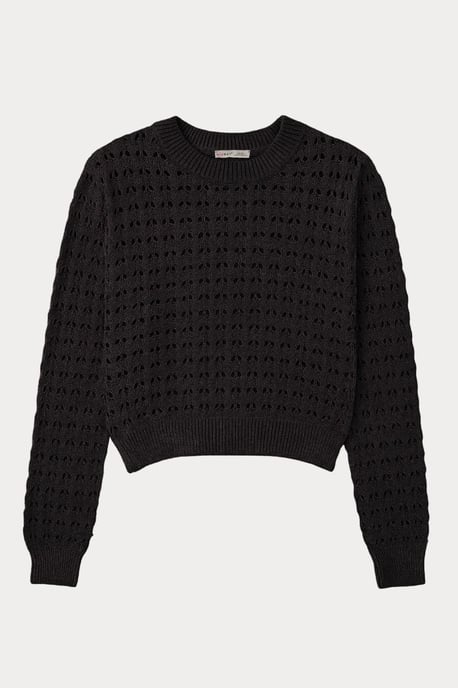 Gelaagd Gebreid Relaxed Crop Sweater met Ronde Hals - Image 1