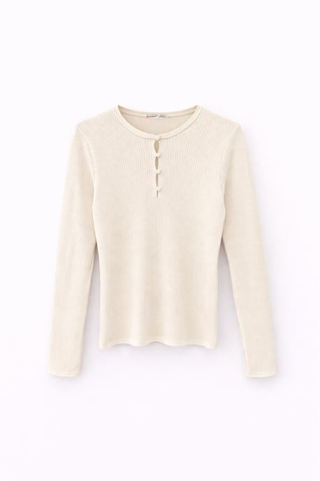 Button Detailed Crew Neck Sweater - Image 1