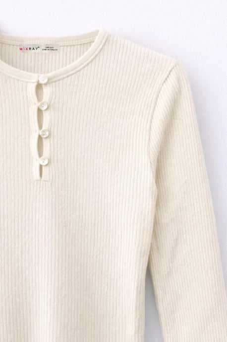 Button Detailed Crew Neck Sweater - Image 2