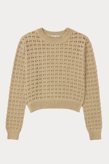 Gelaagd Gebreid Relaxed Crop Sweater met Ronde Hals - Image 1