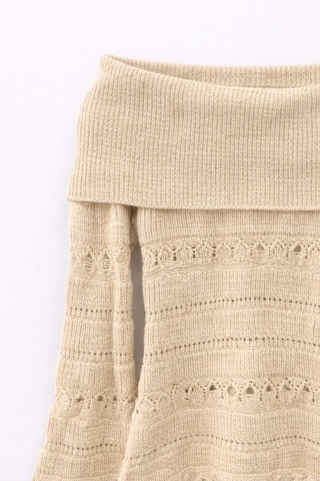Off-shoulder Gerepte Trui met Uitsnijdingen - Image 2