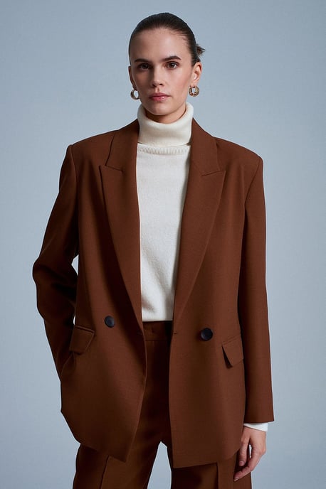 Oversized Long Crepe Blazer Jacket - Image 2