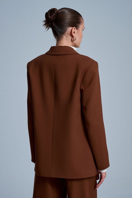 Oversized Long Crepe Blazer Jacket - Image 3