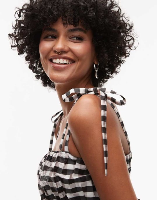 Topshop taftababy doll topp i monokrom rutig - Image 3