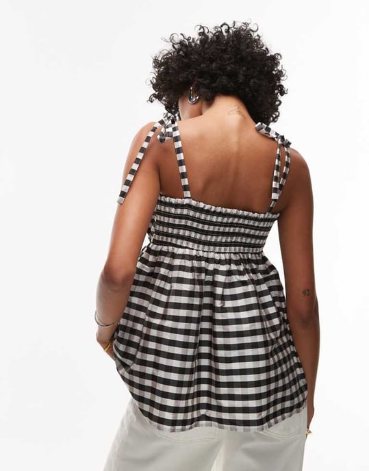 Topshop taftababy doll topp i monokrom rutig - Image 4