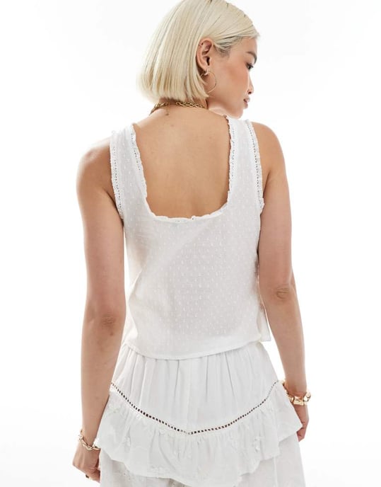 ASOS DESIGN koord scoop neck linne i 3D-blommig tyg - Image 3