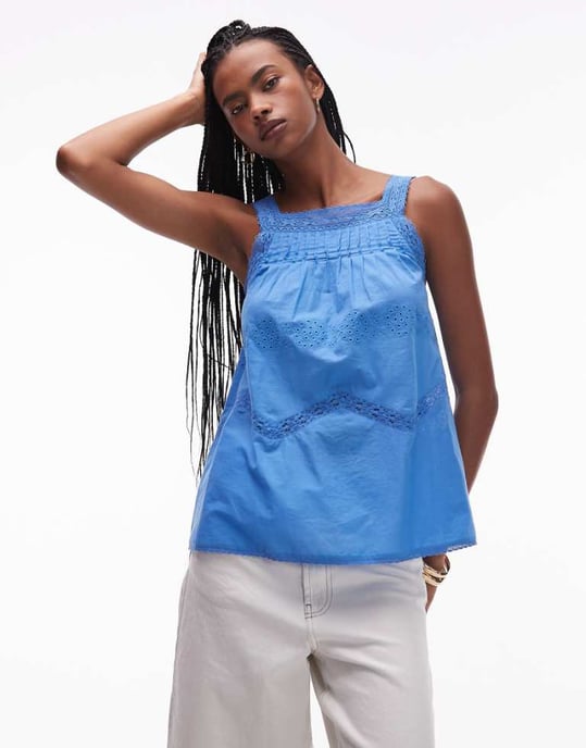 Topshop pintuck trapeze linne i blått - Image 1