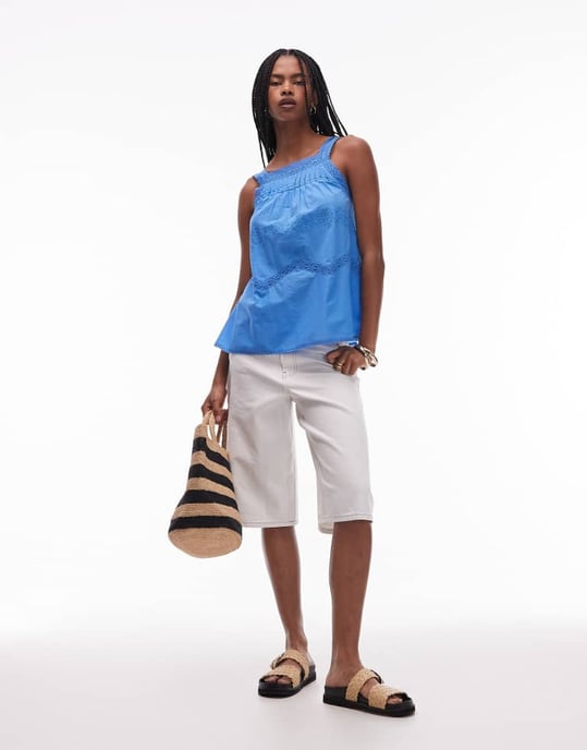 Topshop pintuck trapeze linne i blått - Image 2