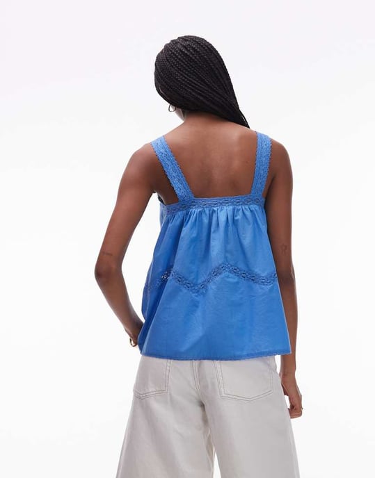 Topshop pintuck trapeze linne i blått - Image 3