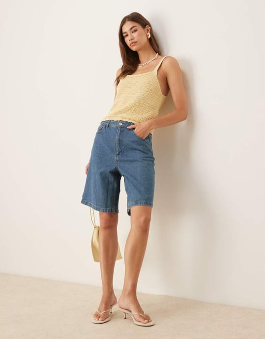 ASOS DESIGN flertrådig stickad cami-top i gult - Image 3