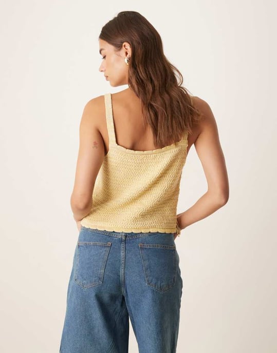 ASOS DESIGN flertrådig stickad cami-top i gult - Image 4