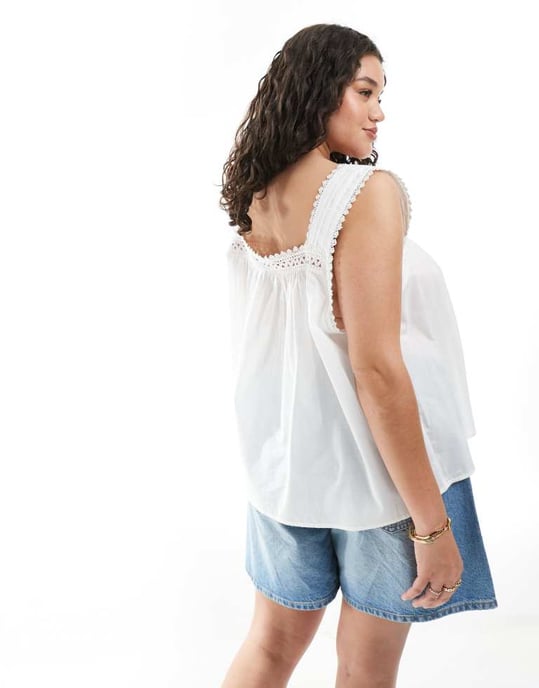 ASOS DESIGN Curve Spetsdetalj Fyrkantig Halslinne Top - Image 4