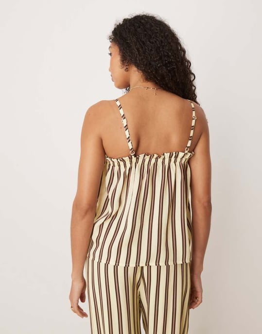 ASOS DESIGN linneblandning trapeziformad camisole i randig design - Image 4