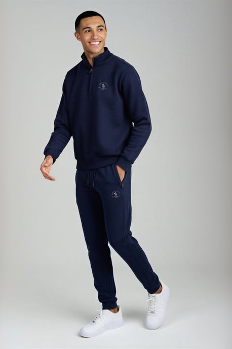 Navy 2 Pack Cotton Rich 1/4 Zip Sweatshirt & Joggers - Image 1