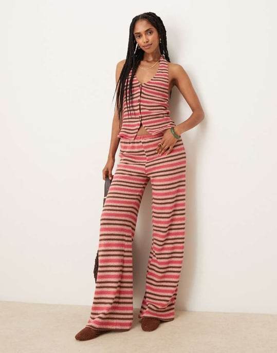 ASOS DESIGN randig halterneck västkoord i randig design - Image 2