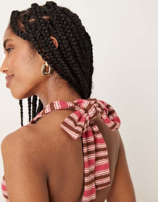 ASOS DESIGN randig halterneck västkoord i randig design - Image 3