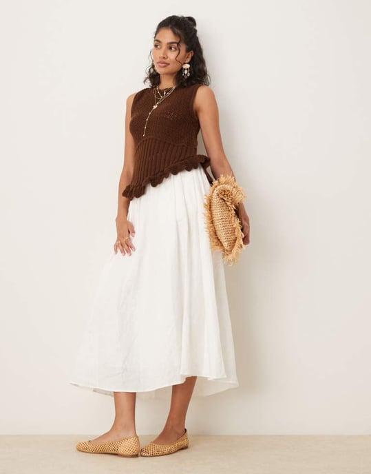 ASOS DESIGN virkad stickad topp i brunt - Image 3