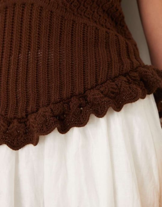 ASOS DESIGN virkad stickad topp i brunt - Image 4